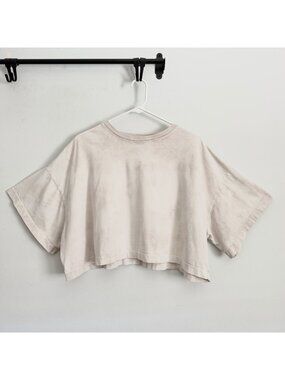 AGOLDE Arli Oversized Boxy Cropped Tee Beige Tie Dye Shirt Top Women’s Size XS